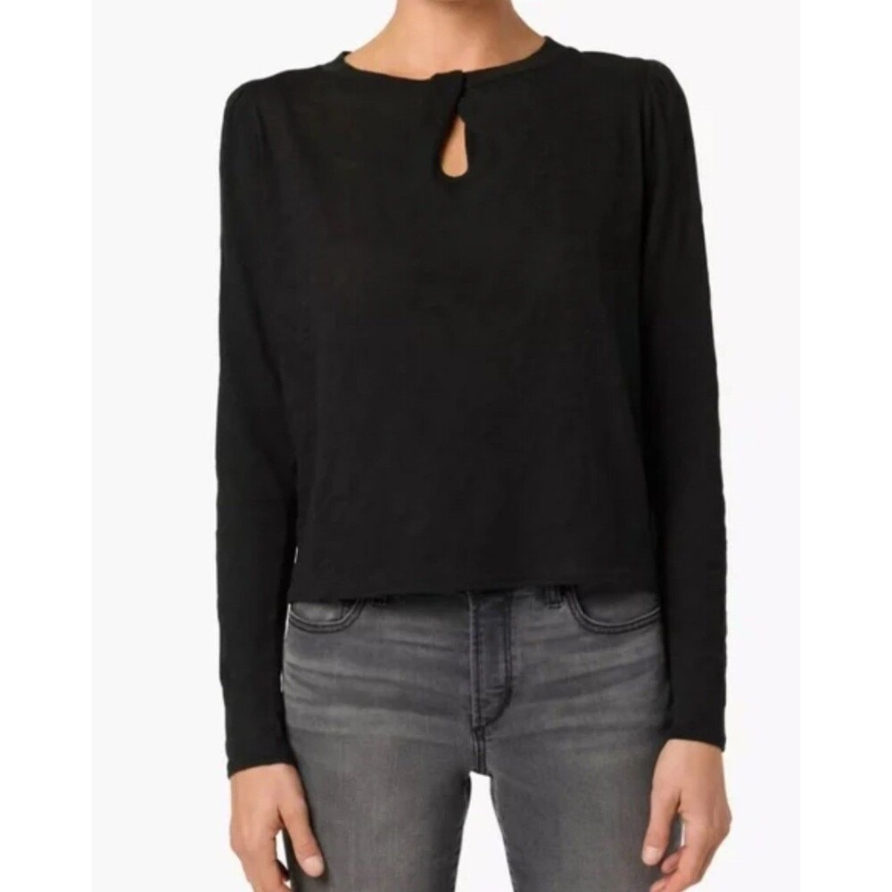Joe's Jeans Longsleeve Twist Neck Keyhole 100% Cotton Lightweight Top MEDIUM